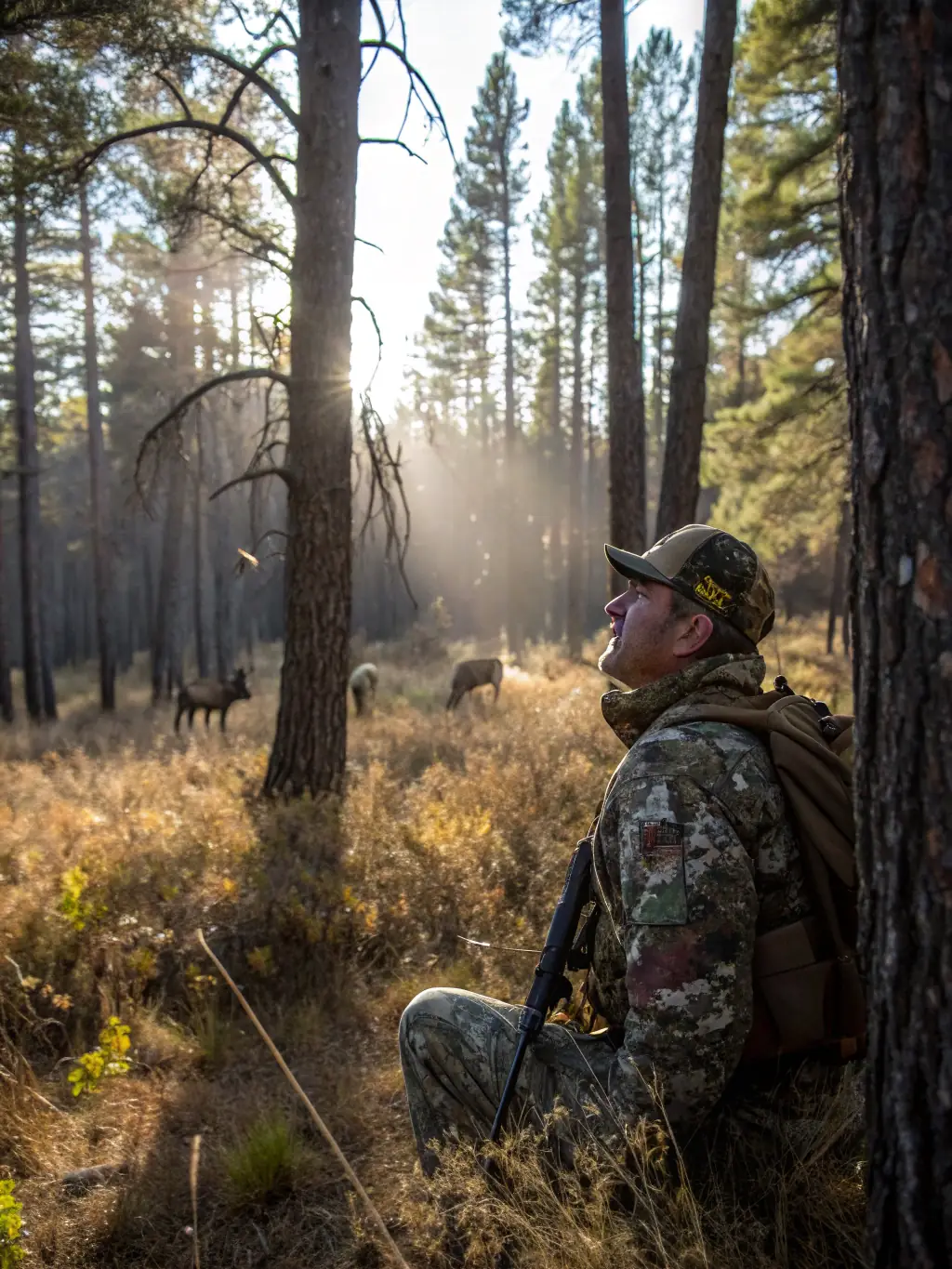 An image of a group of hunters tracking game through a dense forest, showcasing the challenge and excitement of upland bird hunting.